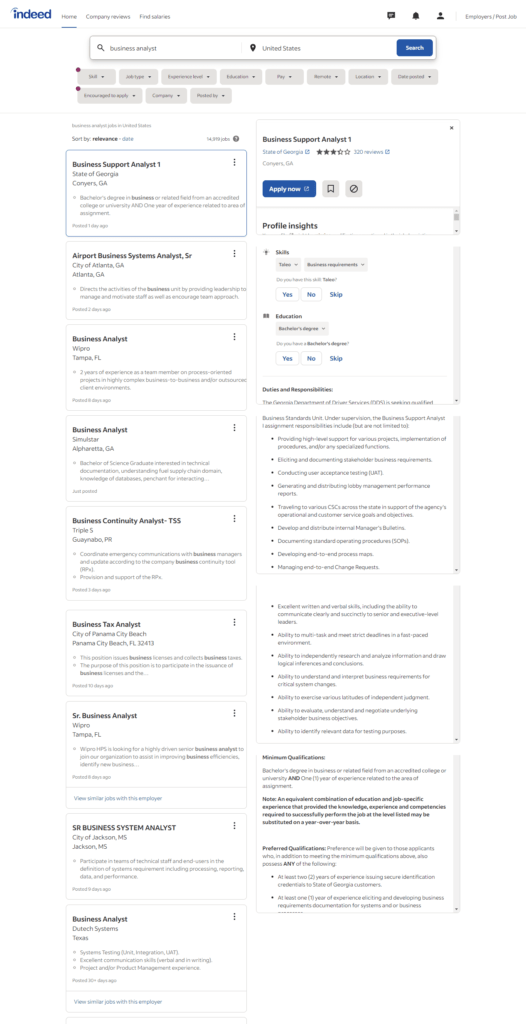 Business analyst Jobs on indeed